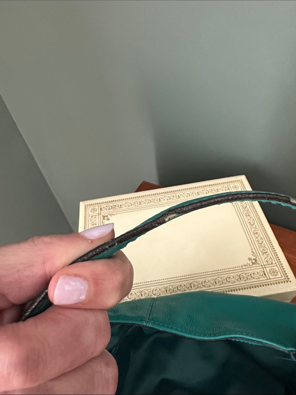 Coach Teal Leather Tote - Picture 4 of 5